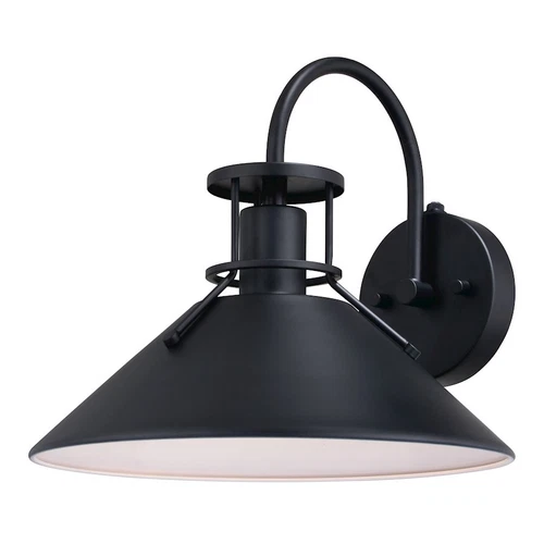 Vaxcel Canton 12" Outdoor Wall Light, Matte Black/Glossy White - T0748 - Picture 1 of 1