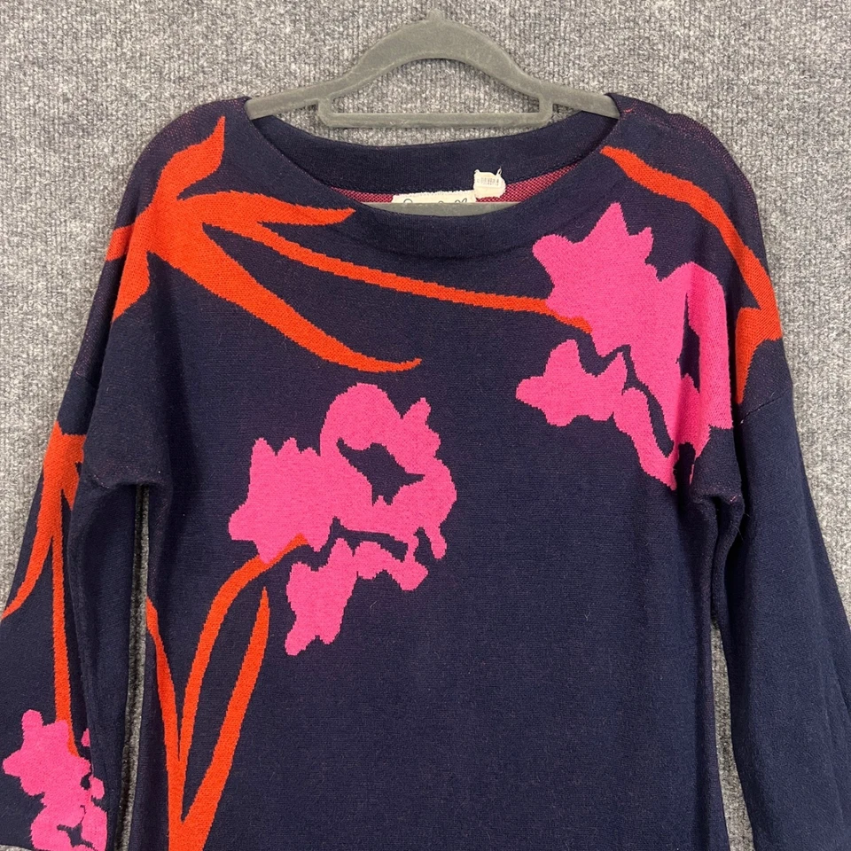 Vestido Field Flower Anthropologie azul marino tejido floral manga 3/4 para mujer talla S Foto 3 de 4