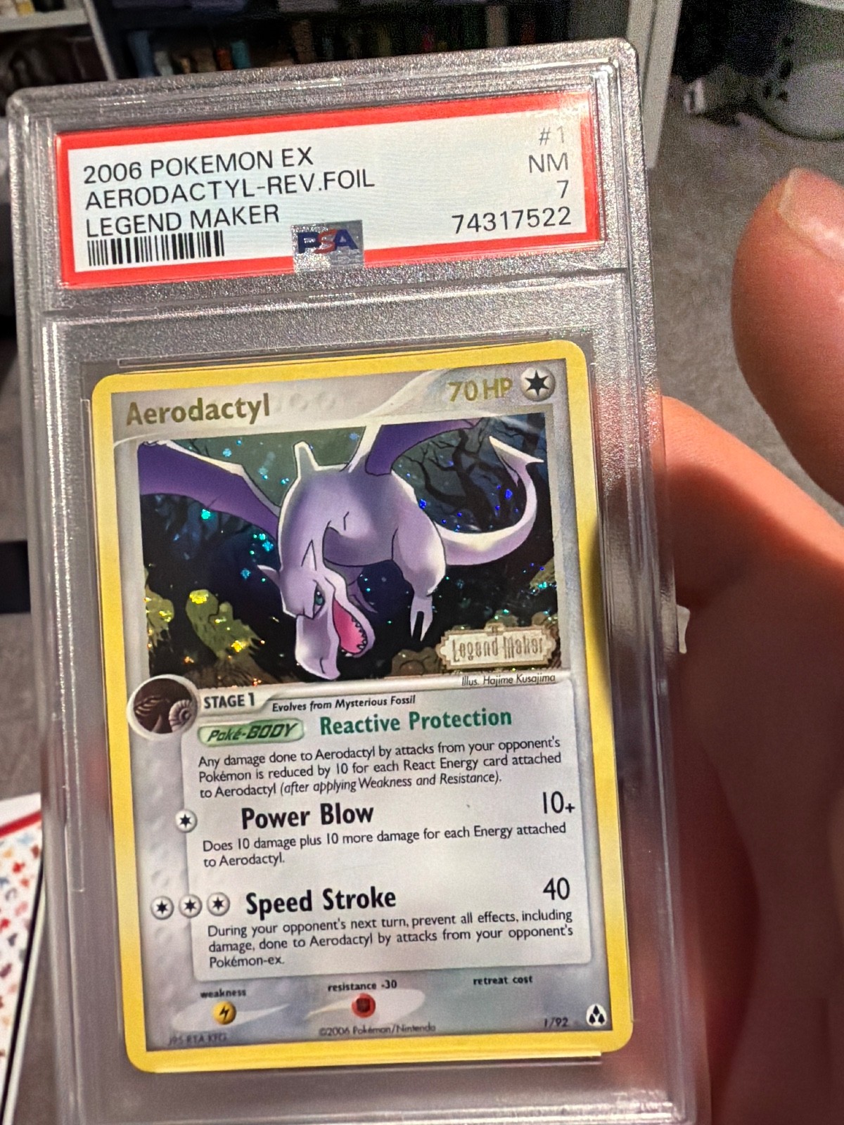 Pokemon PSA 7 NM Aerodactyl 1/92 Legend Maker Reverse Holo