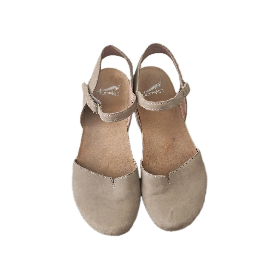 Sandalia Dansko Mujer Rowan Taupe Fresado Nubuck Comodidad Soporte Arco Cuero 38 Foto 3 de 4