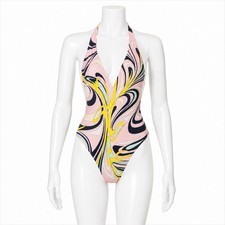 NEW Emilio Pucci Onde Halter One Piece Swimsuit Women's 44 IT Beach Resort