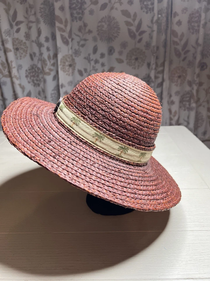 Sombrero para mujer Scala Collection boho ala ancha talla única marrón rojo Foto 2 de 4
