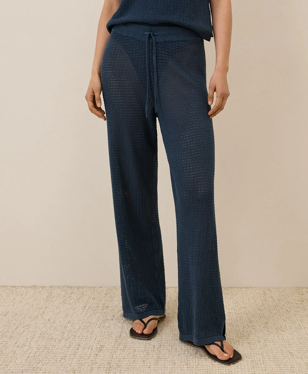 Pact Women's Beachside Crochet Knit Pant French Navy 3X-Large Bottoms