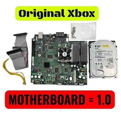 Original Microsoft OG Xbox 1.0 Motherboard + HDD NEW Caps & more REFURBED TESTED