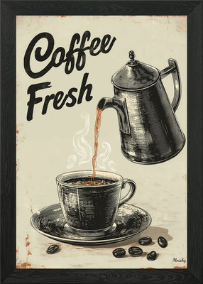 Retro Kaffee Fresh Brew Vintage Wandgerahmtes Wandbild Poster Leinwanddruck Bild