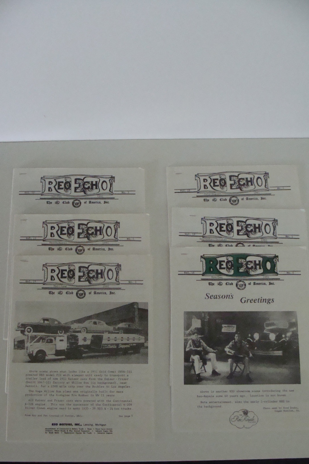 ReoEcho 1991 Vol.19 16 The Reo Club Of America Lot Of 6 Reo Motors