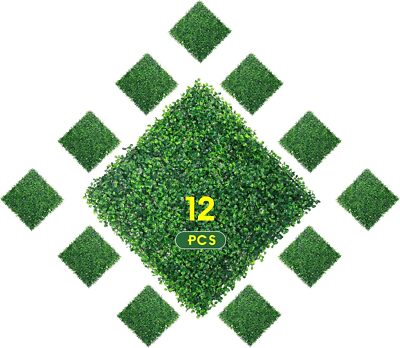 12pcs 20''x20'' Artificial Boxwood Mat Wall Hedge Decor Privacy Fence Panel Grass