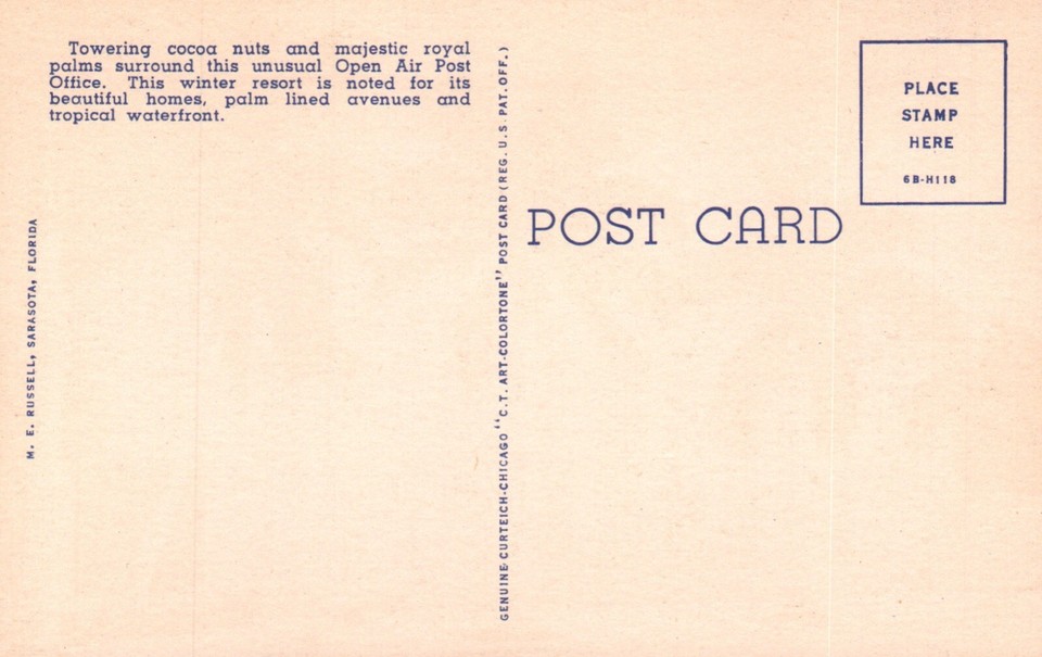 Postcard FL Ft Myers Royal Palms & Open Air Post Office Linen Vintage PC H2277 eBay