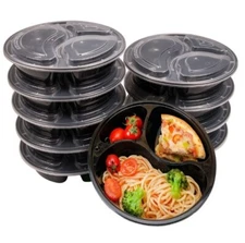 Meal Prep Containers 3 Compartment Plate W/ Lids Reusable Food Storage 39oz