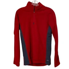 Alo Yoga Red Gray Pullover Fleece 1/4 Zip Jacket Womens Size Medium