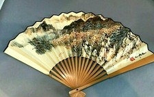 VINTAGE HAND FANS PEOPLES REPUBLIC OF CHINA LANDSCAPE DESIGN