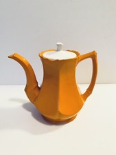 VTG Retro Kitsch Large Teapot Orange White 60s 50s Mod Kitchenalia Funky Quirky