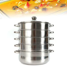 5-layer vegetable and rice steamer, stainless steel 5-layer steamer, 12-inch