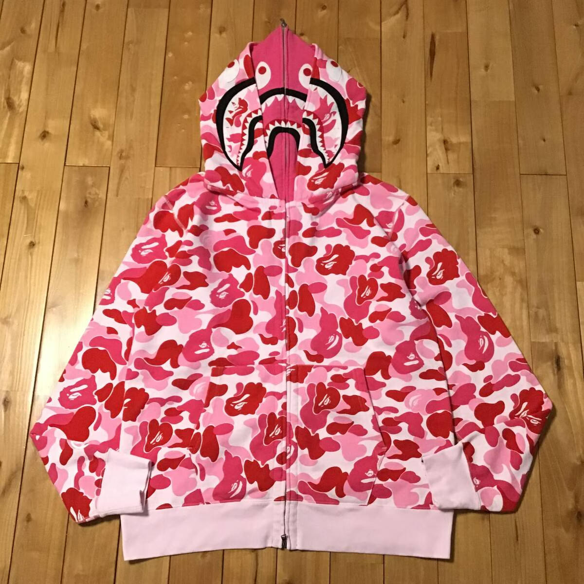 2XL BAPE Double Shark full zip hoodie ABC camo Pink A
