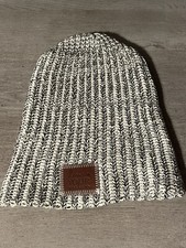 Love Your Melon Beanie Gray  White Knit Hat Womens ONE SIZE
