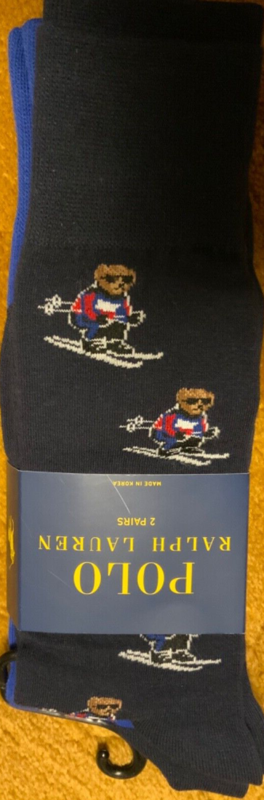 Polo RALPH LAUREN iconica polo da sci orso pony 2 paia calzini taglia 10 13 scarpa 6 12.NUOVA CON ETICHETTE