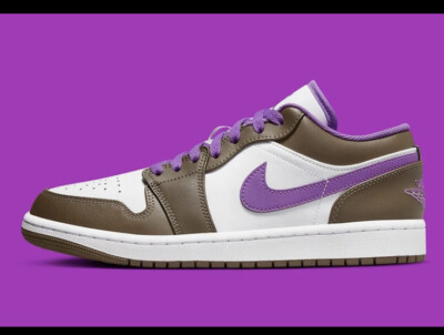 Nike Air Jordan 1 Low Purple Mocha Brown Shoes 553558-215 Men's