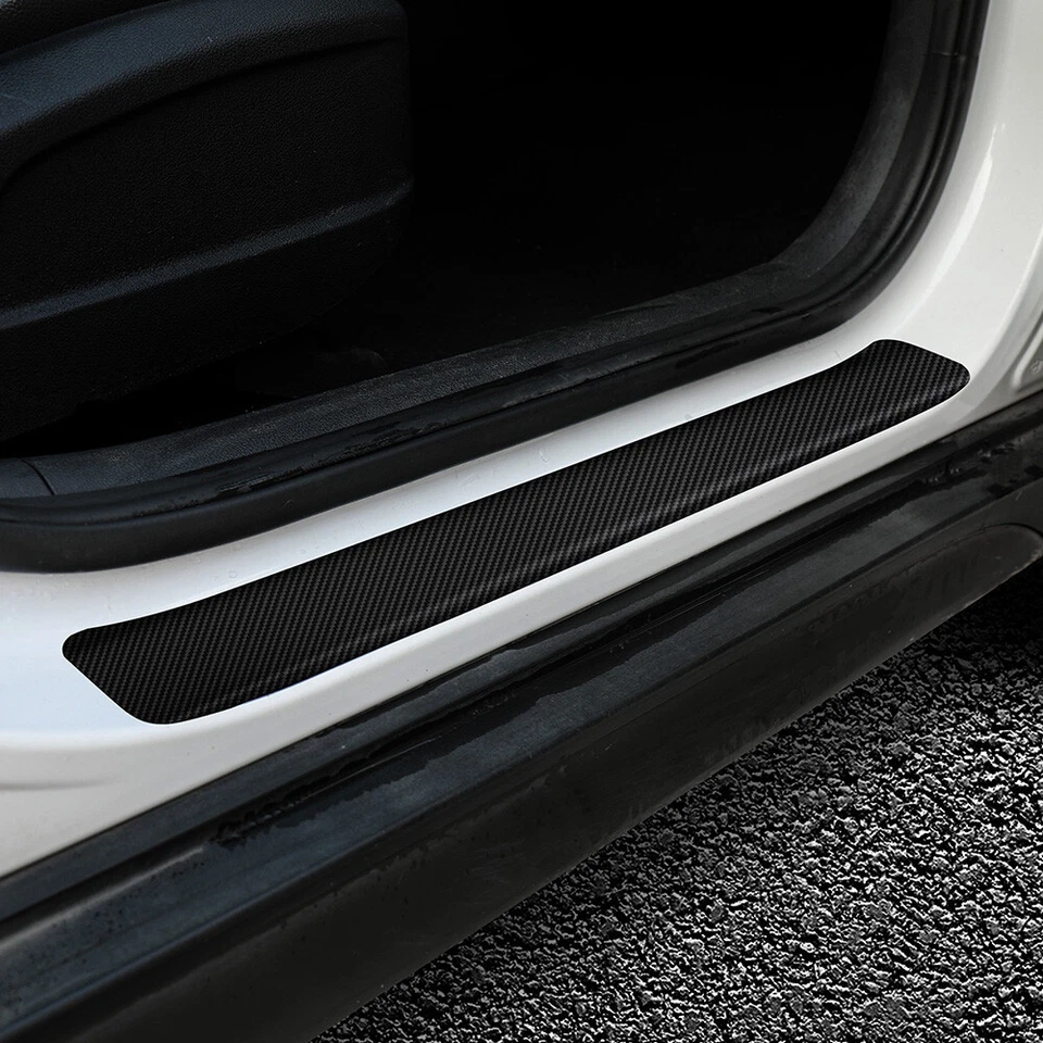 4x Carbon Fiber Car Door Plate Sill Scuff Cover Anti Scratch Sticker Accessories - Image 4 of 4