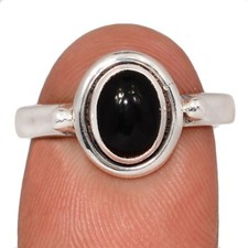 Black Onyx - Brazil 925 Sterling Silver Ring Jewelry s.8 CR73919