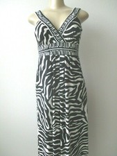 Nine West Strapless Long Dress Size 4 Black White Geometric Maxi Dress