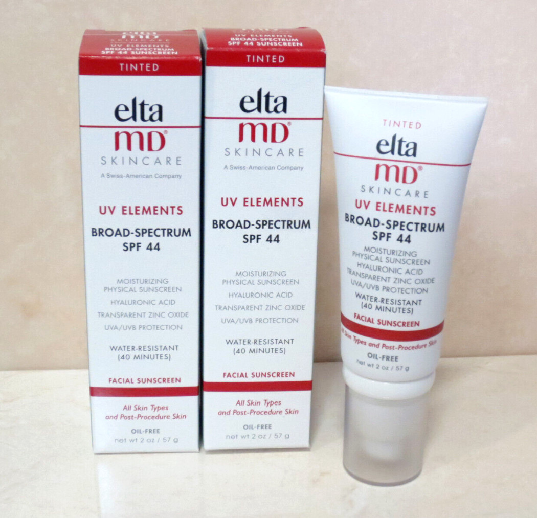 ELTA MD UV ELEMENTS SPF 44 TINTED FACIAL SUNSCREEN 2 OZ BOXED (LOT OF 2