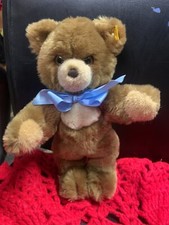 Vintage Plush Brown Steiffe Cosy Teddy Bear W/blue Ribbon Ear Tag Super Soft