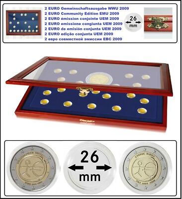 SAFE-5879-Holz-Münzvitrinen-10-Jahre-WWU-2009-2-EURO-in-Münzkapseln-26