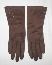 Vintage Brown Nylon Ladies Dress Gloves Unmarked