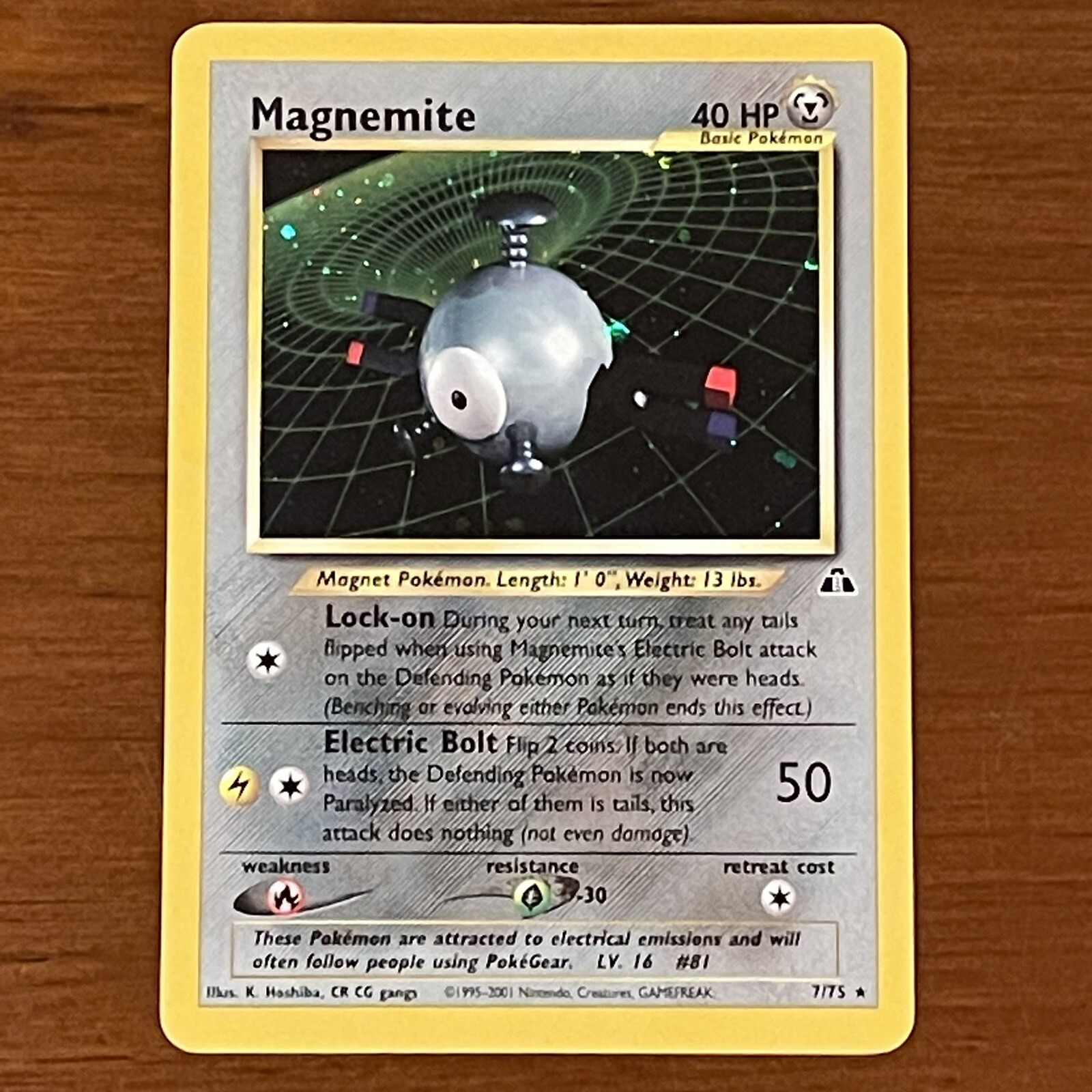 Pokemon Magnemite 7/75 Holo Foil Rare Neo Discovery Unlimited Trading Card LP-NM