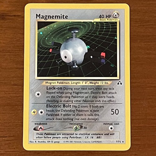 Pokemon Magnemite 7/75 Holo Foil Rare Neo Discovery Unlimited Trading Card LP-NM