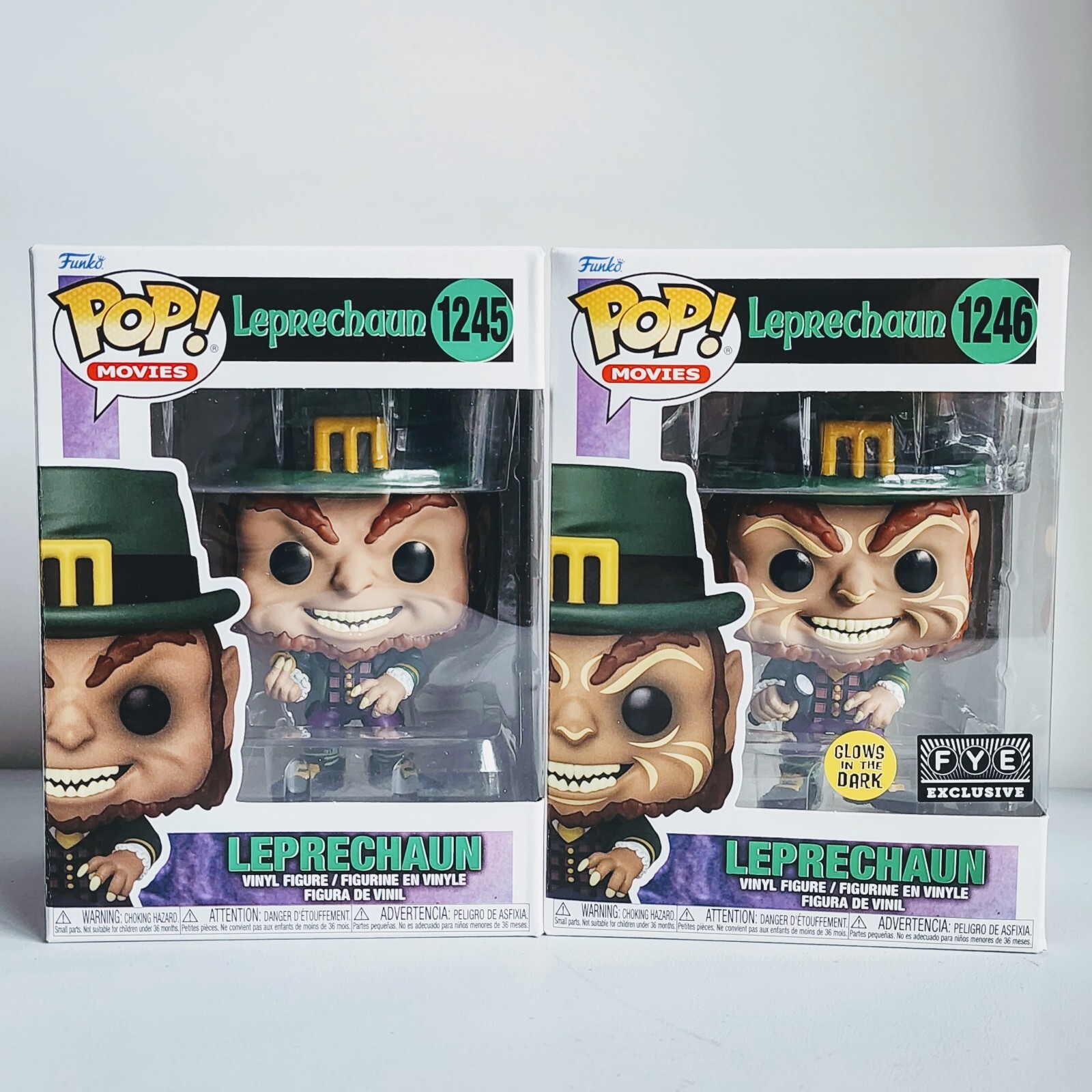 Funko Pop - Leprechaun #1245 & #1246 Glow in the Dark FYE Exclusive w/ Protector