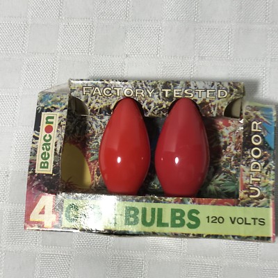 Beacon C-9 C9 Bulbs 120 Watts in Package 2 red bulb Vintage