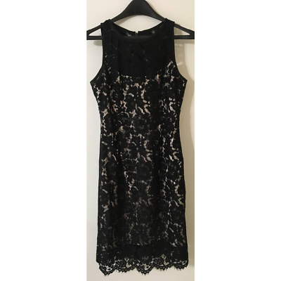 White House Black Market Black Full Lace Floral Over Cream Sheath Dress  Size 4 | eBay