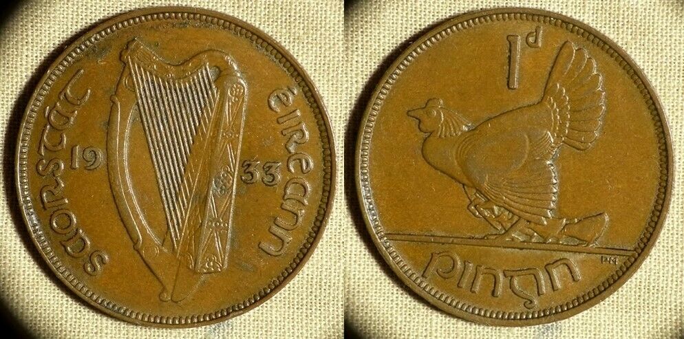 Ireland : 1 Penny 1933 AU A Little Dirt #3 IR1421