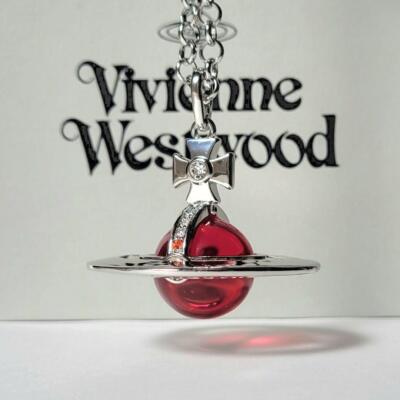 Vivienne Westwood Necklace Small Orb Silver x Red No Box | eBay