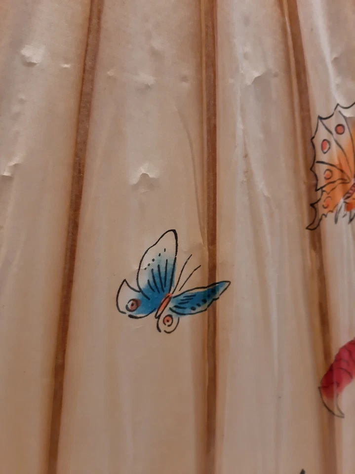 Vintage Hand Made Parasol Japanese  With Butterfly's Bamboo And Paper - Image 4 of 4