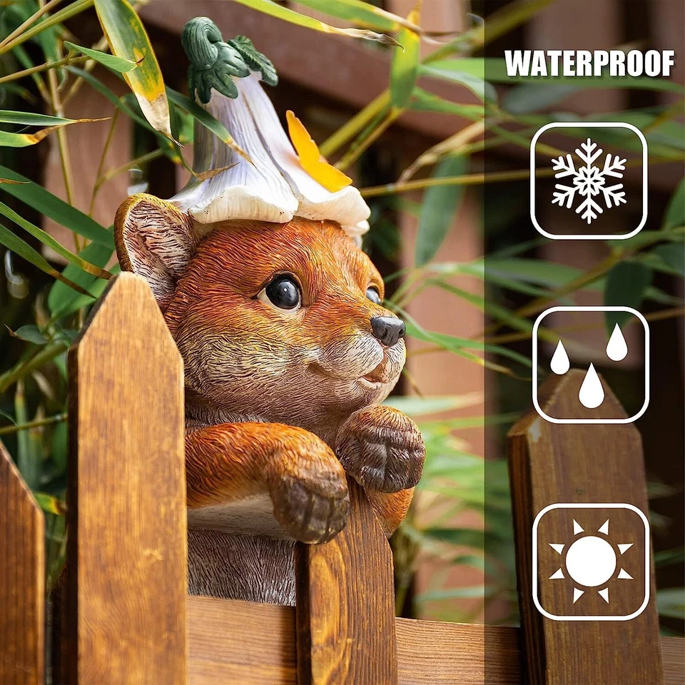 Garden Fox Statues Outdoor Decor, Solar Powered Fox Statue Figurine Art Decorati - Image 2 of 4