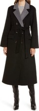 New Nordstrom Women’s Belted Double Breasted Wool Coat In Black Size S