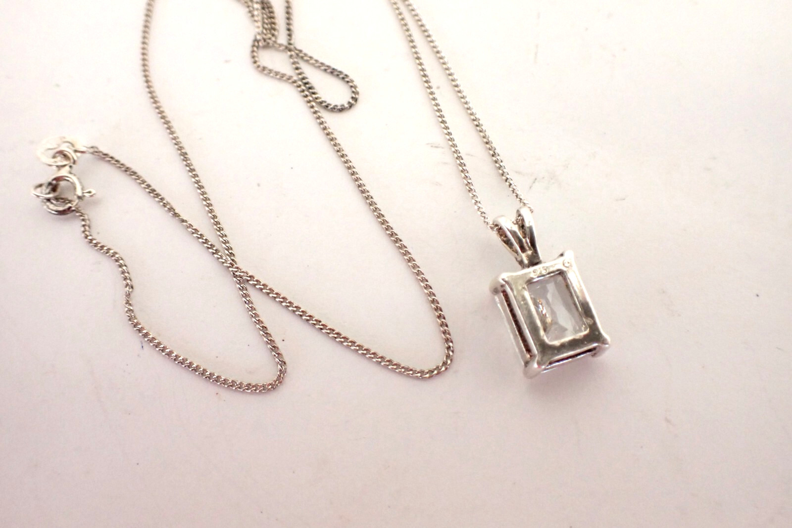 Sterling Silver Rectangular Emerald Cut  Large CZ… - image 2