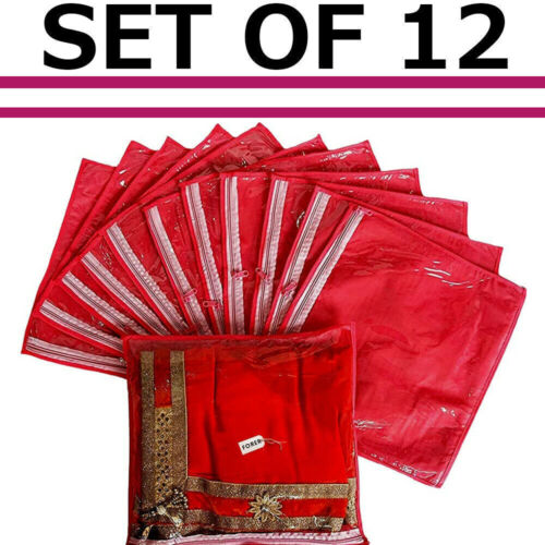Set Of 12 Single Packing Saree Cover Clothes Garment Sari Storage Box Bags Carry - 第 1/8 張圖片