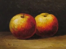 Zaratan Apples Hand Painted 20"x24" Oil Painting Food Canvas Art