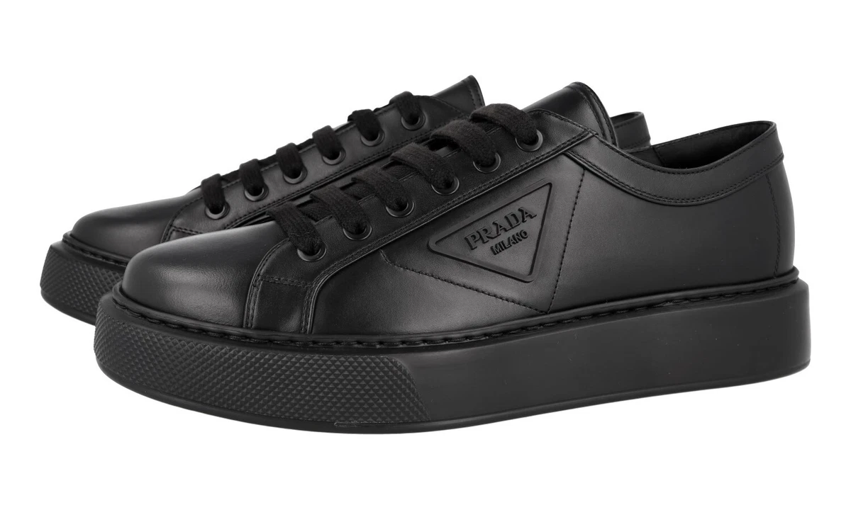 Prada black store leather sneakers