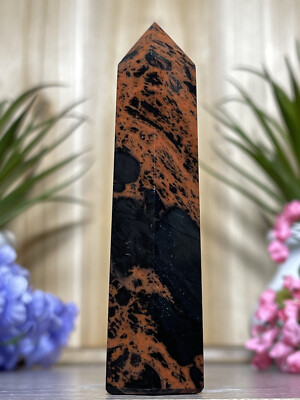 MAHOGANY OBSIDIAN TOWER - Red Black Mineral Point Reiki Chakra Crystal Decor