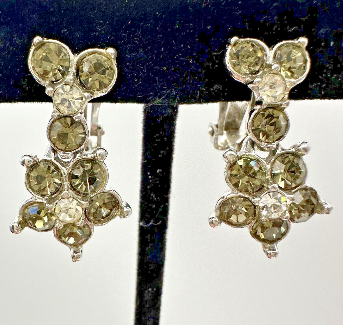 Rhinestone Flower Bogoff Clip Earrings Bogoff Rhinestone Clip