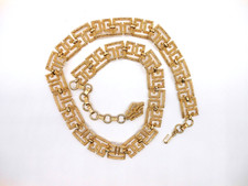 Vintage Trifari 1960-70  s Textured Gold-Plated Greek Key Panel Belt/Necklace