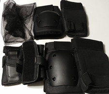 Kids M Knee Elbow Pads Wrist Guards Protective Gear Set Sport with Net bag Black