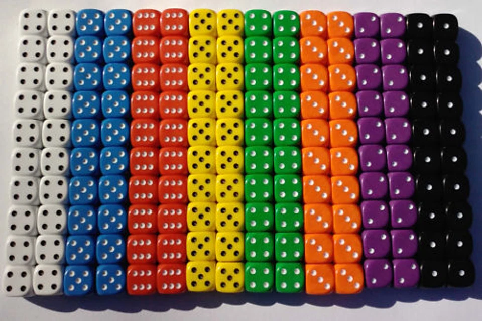 20 of Opaque Six Sided Spot Dice, size 16mm - D6 RPG - Game Dice - Wargaming