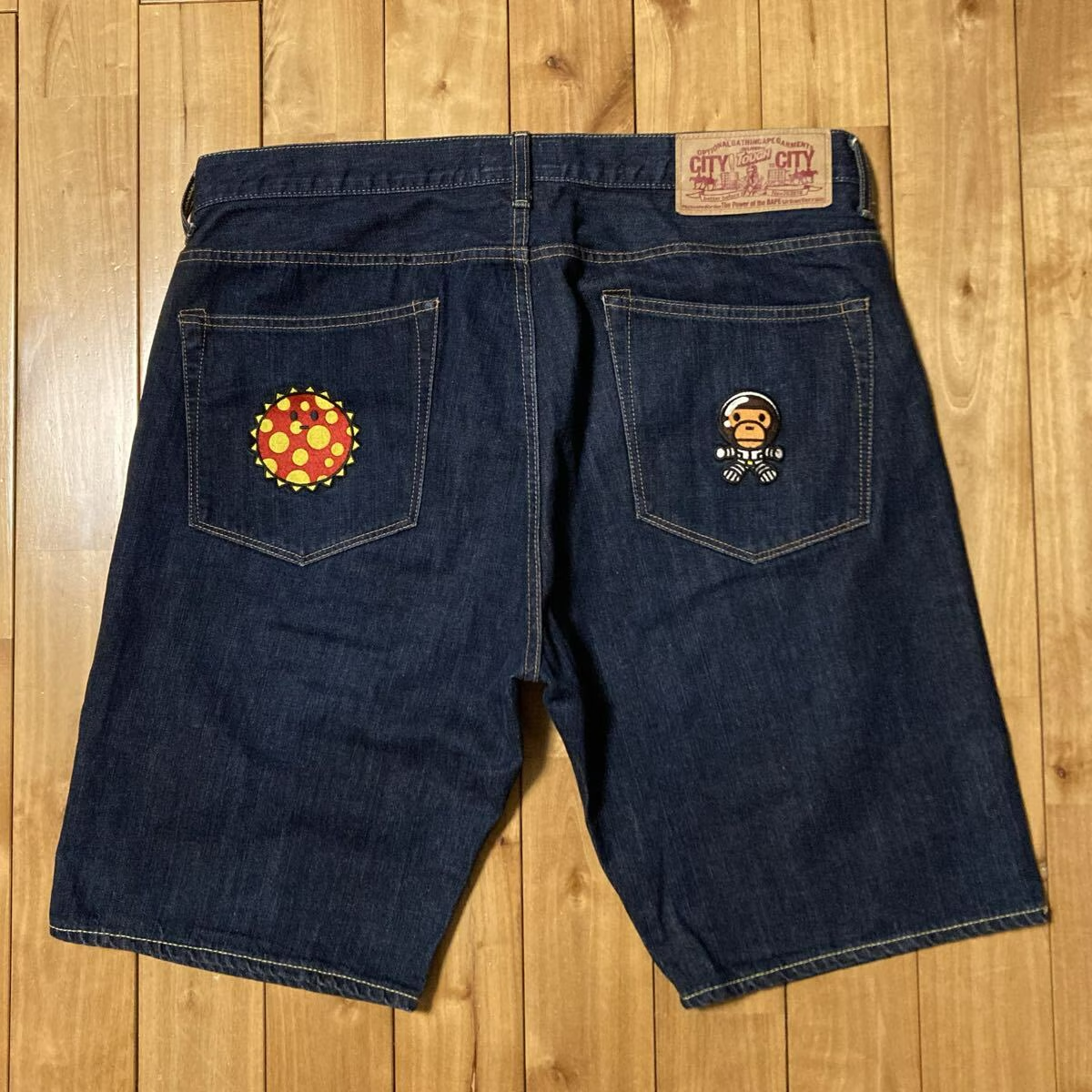BAPE Cosmos Milo Embroidered Denim Shorts Space A Bathing Ape Size