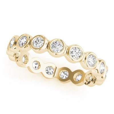 1.00 Ct Round Cut Lab Created Diamond Eternity Band 14K Solid Yellow Gold B