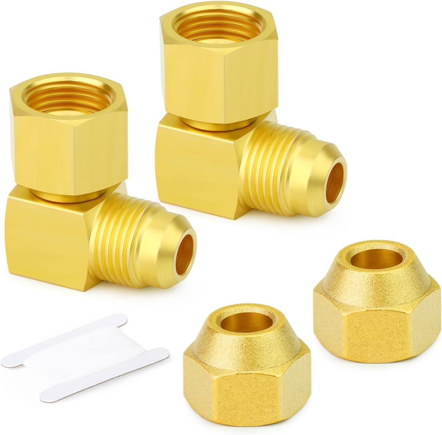 2PCS 90 Degrees Swivel Elbow Flare Fitting with Nut, 3/8" Female Swivel X Male F